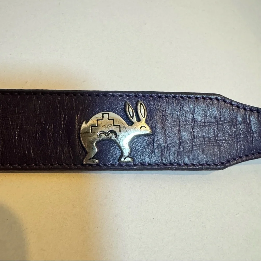 Silver Creek Vintage‎ 90s Y2K Navy Women's Concho Belt 32 Leather Western Animal